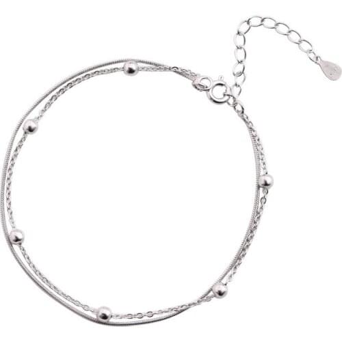 Transfer Snake Bone Chain Round Bead Double Bracelet Simple and Fresh Student Bracelet Korean Female Net Red Personality Jewelry