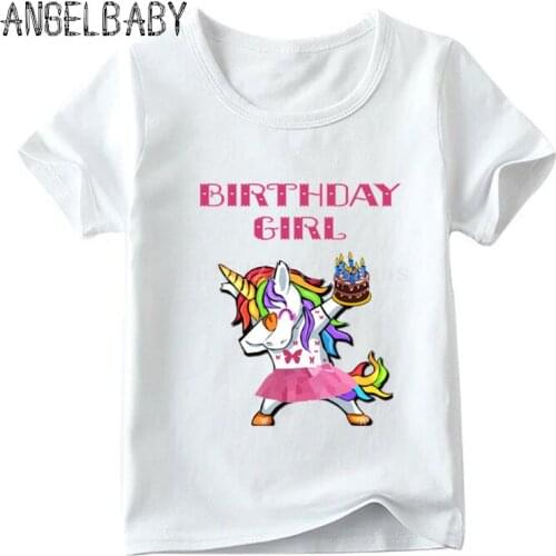Girls Unicorn Number 1-11 Cartoon Print T-shirt Children Happy Birthday Present Clothes Kids Summer Funny Baby T shirt,ooo5250