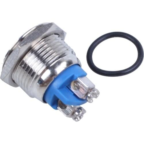 Hot DC 36V 2A Off-(On) NO 16mm Metal Flat Momentary Push Button Switch