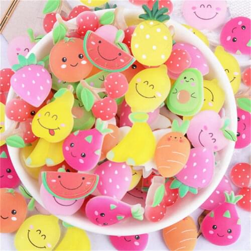 Julie Wang 20PCS Resin Cartoon Fruit Charms Mixed Orange Banana Apple Pear Strawberry Pendants Jewelry Making Accessory Decor