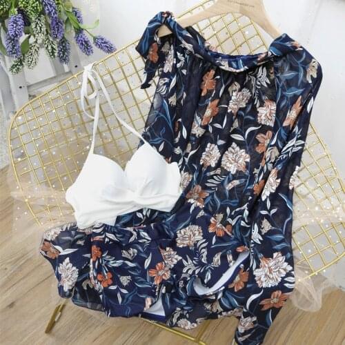 2021 New Printed Push Up Three Piece Bikinis Set Swimwear Padded Bathing Suit Summer Sexy Women Swimsuit Biquini Swim Beachwear