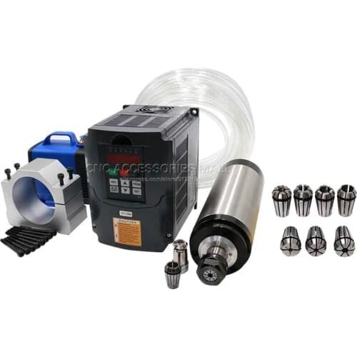 4.5kw water cooling Spindle kit 220V/380V D100mm fixture ER20 collets water pump pipes and frequency inverter