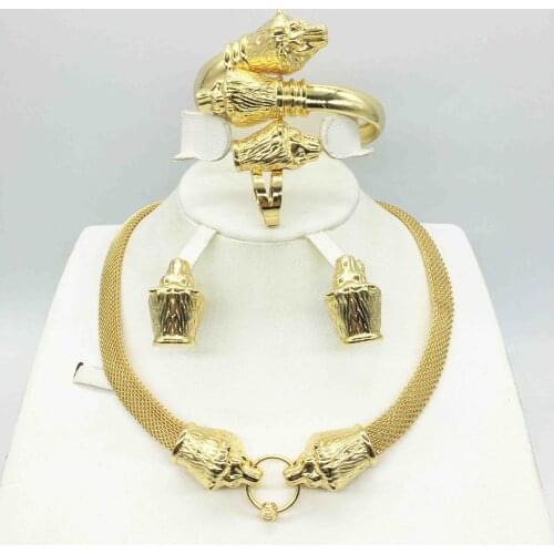 Wholesale fashion jewelry set wedding bridal party 24K gold exquisite set African women necklace earring Gift set