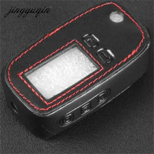 Jingyuqin Leather Flip Key Case for Tomahawk TW9010 TW9020 TW9030 2 Way LCD Car Alarm Remote Controller Keychain Folding Cover