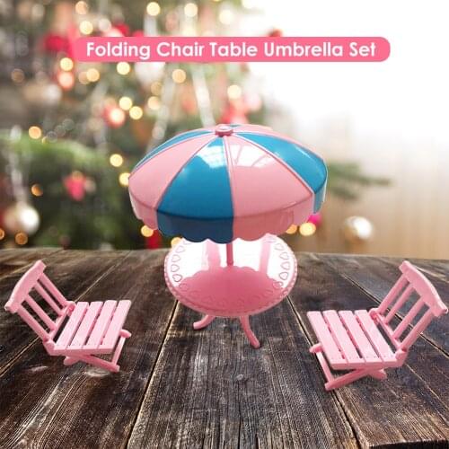 Doll Beach Chair Table Desk Furniture Set with Umbrella Doll Accessories Classic Girl Toy Dolls Ornaments Home Decor Baby Toys