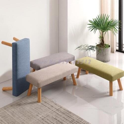 Solid wood fabric shoe changing stool home entrance shoe shoe changing stool modern minimalist bedside long stool sofa stool