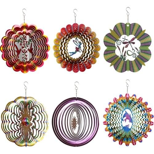 Cute Wind Spinner with S Hook Garden Decoration Hanging Ornament Home Decoration Accessories Colorful Metal Swivel Wind Chime
