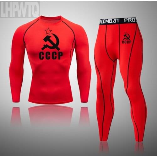 Men CCCP Clothing Winter First Layer Thermal Underwear Long Johns Warm Long Sleeve Tights Fitness Leggings Skin Compression Set