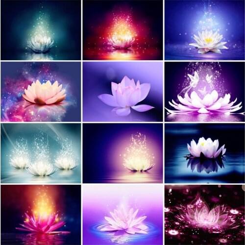 Full Drill Painting Kits Lotus Round Square Rhinestones Stitch Embroidery Flowers Diamond Art Mosaic Accessories for Home Decor