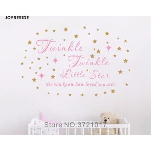 JOYRESIDE Twinkle Twinkle Little Star Wall Decal Vinyl Quote Sticker Do You Know How Loved You Are For Girls Room Decor YMX23