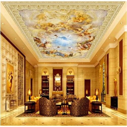 WDBH 3d ceiling mural wallpaper custom photo European marble paintings of angels fill the world decor 3d wall murals wallpaper