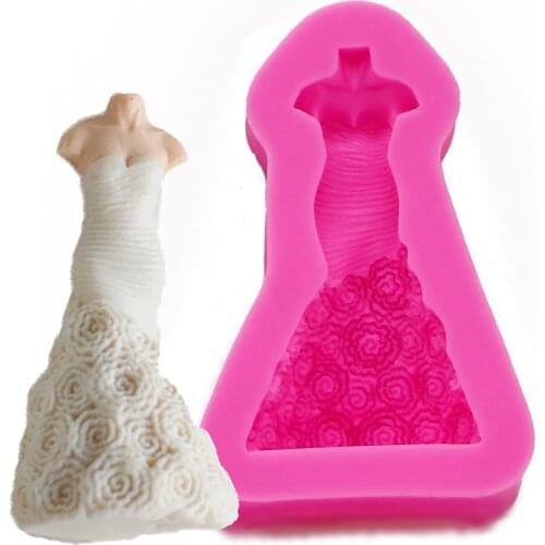 Bride wearing a wedding dress 3D Fondant cake silicone mold for soap polymer clay molds pastry candy making decoration tool 1187