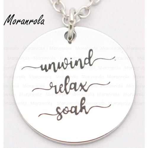 New arried"unwind - relax - soak "Copper necklace Keychain,charm, Hand stamped Jewelry Funny saying charm