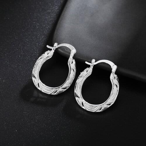Wholesale 100% 925 Sterling Silver vintage earrings for woman high quality Fashion party Jewelry Christmas Gifts Wedding korean