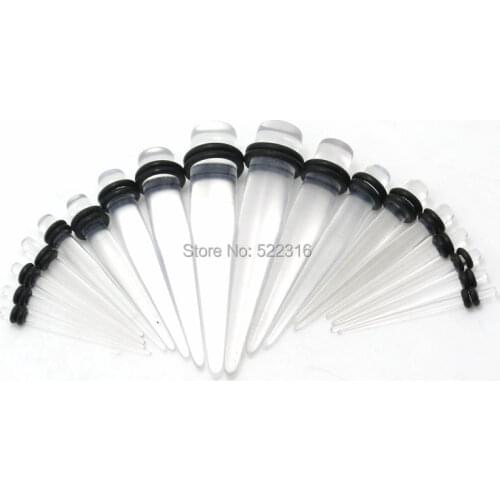 Clear color 180pcs body piercing jewelry Ear Stretching Kit Acrylic ear taper stretchers plug 1.6mm-10mm factory wholesale
