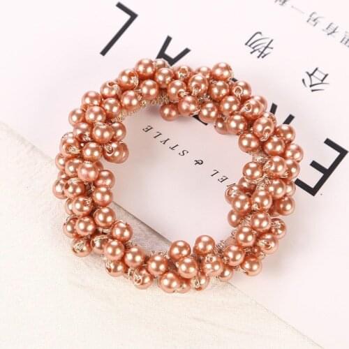 Hair Ties Pearl Cluster Head Elastic Bands Hair Rubber Rope Ring Ponytail Holder