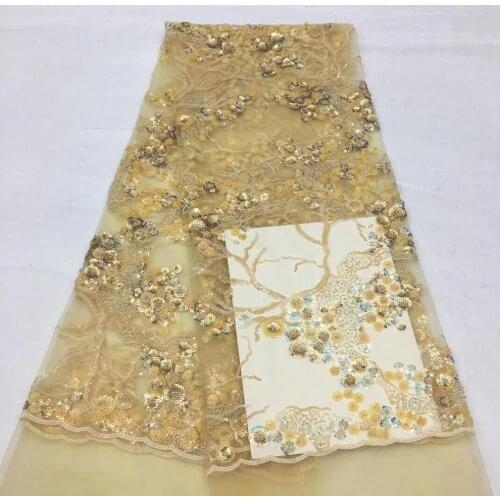 Luxury Nigerian Lace fabric top Sale Embroidery Tulle French Lace fabric SYJ-109683 with beads