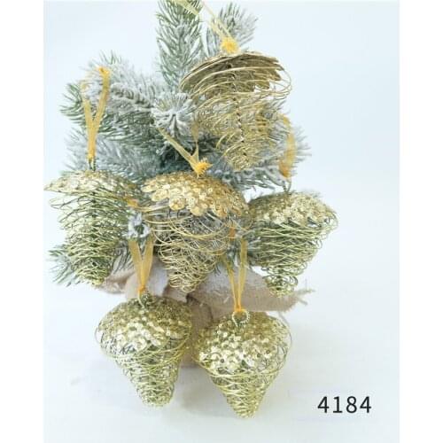 Christmas decorations, Christmas tree pendants, wrought iron pine cone pendants, plastic canes, red bells and bird pendants
