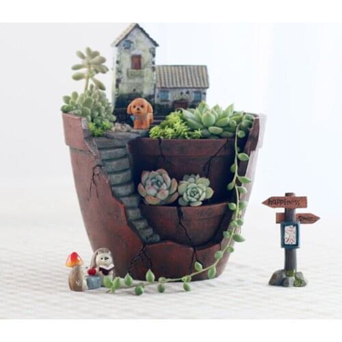 HAPPY Plants Pot Flower Plants Succulent DIY Container Fairy Garden Holder Home Decor