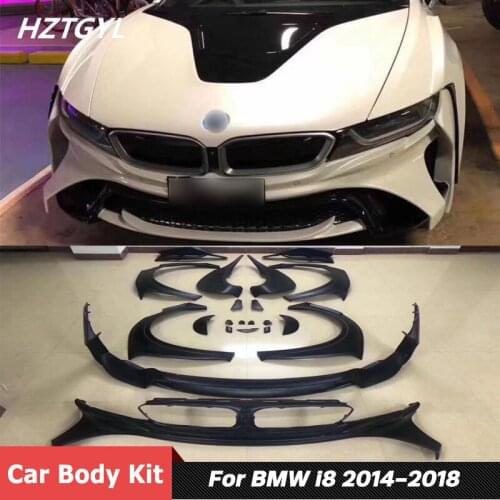 Wide Style Unpainted FRP Material Front Rear Bumper Side Skirts Car Body Kit For BMW i8 Tuning 2014-2018