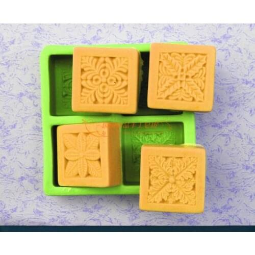 4 Cavity Leaf Flower Silicone Soap mold DIY Handmade Craft 3d soap molds S206