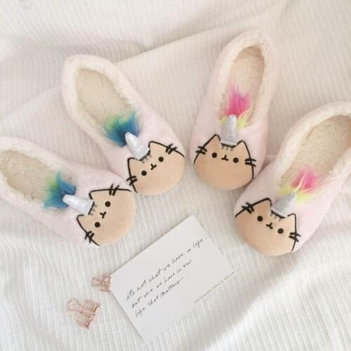 Lovely Adults Winter Home Shoes Biscuits Cat Unicorn Shoes Cute Soft Warm Shoes Indoor Couples Shoes For Girls Gifts