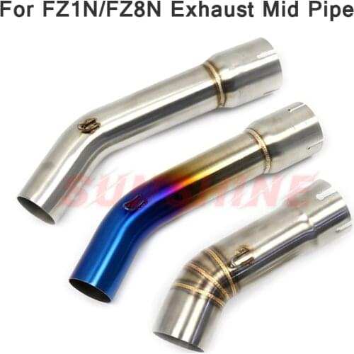 Slip on Exhaust Motorcycle Middle Pipe Motorcross Modified Racing Connection Tube Half Blue Steel For YZF FZ1N FZ1 FZ8 FZ8N FZ8S