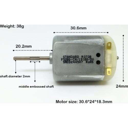 Standard Mini DC 1.5V-12V 11500rpm Motor 280 Carbon Brush Flat Electric Motor Long Shaft Large Torque for Automotive Accessories
