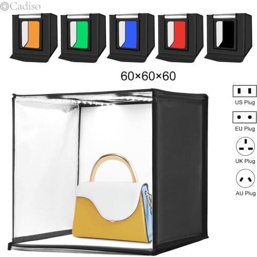 Cadiso 60cm 24 inch Photography LED Studio Shooting Tent Lightbox Photo Light Box Kit Tabletop SoftBox with 6 Colors Background