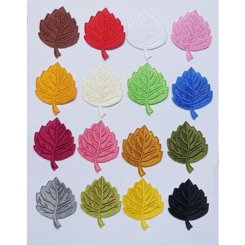 Hot Melt Tree Leaf Embroidered Patches For Clothes Iron On Adhesive Applique Sticker DIY Badges Jean Bag Shoe Dress Accessories