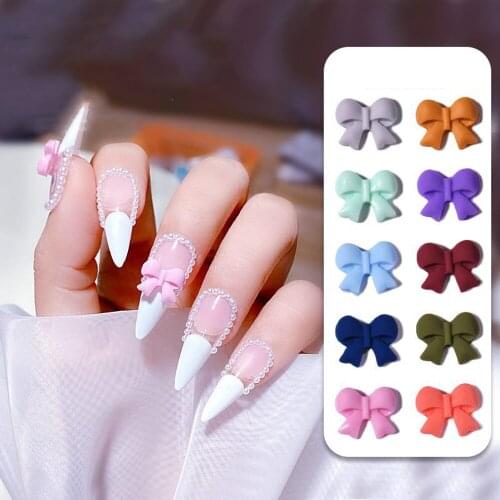 Fairy Frosted Bowknot Nail Art Decoration Elegant Charms Rainbow Color Bow Nails Jewelry Japanese Style 3D Manicure Accessories
