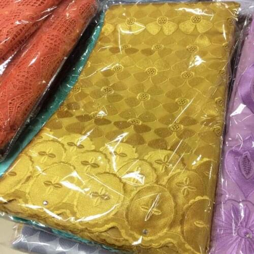 Party Q Latest High Quality 2021African Embroidery Swiss French Fabric Prom Dresses Wedding Pure Cotton Damask 2.5Yards