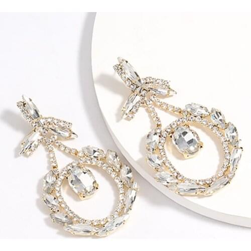 ZHINI New Waterdrop Big Earrings for Women Boho Rhinestone 4 Colors Dangle Earrings Wedding Statement Jewelry femme brincos 2020