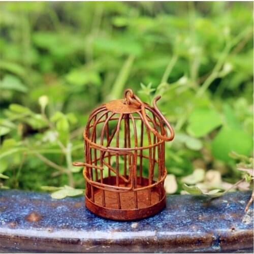 1:6 Vintage Metal Bird Cage with Hanger Dollhouse Miniature Garden Kits Decor
