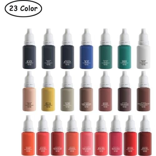 23 Color Semi Permanent Makeup Eyebrows 15 ml Inks Lips Eye Line Tattoo Color Microblading Pigment Eyebrow Tattoo Color Inks