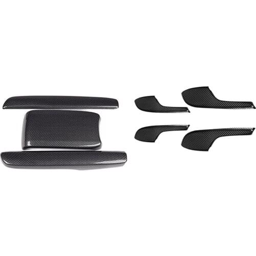3 Pcs Armrest Box Protective Covers & 4 Pcs Car Door Armrest Decor Cover