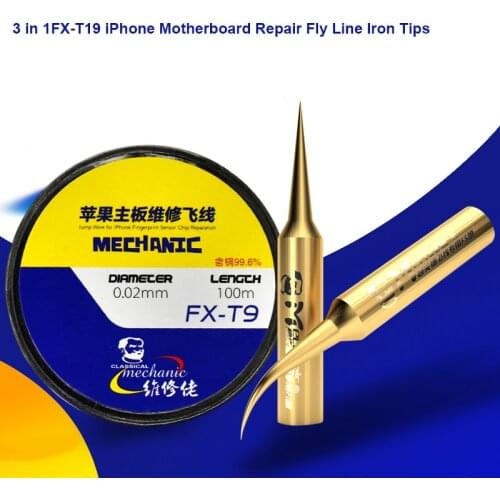 3 in 1 MECHANIC FX-T19 iPhone Motherboard Repair Fly Line Iron Tips Set 0.02mm Diameter 100M length High Touchness Stretchable