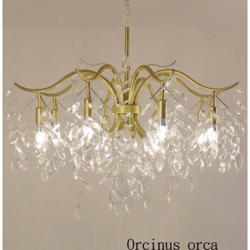 American light luxury crystal crystal chandelier living room restaurant bedroom French idyllic originality LED iron pendant lamp