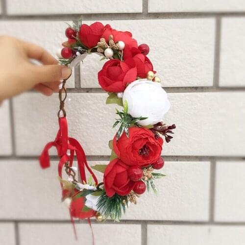 Free Shipping Christmas Red Flower Crown