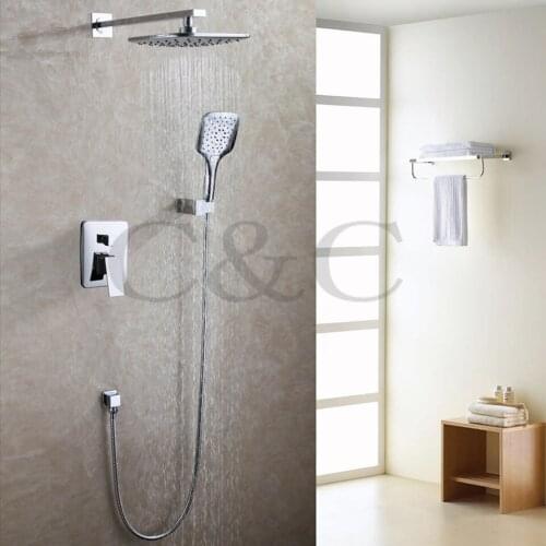 Bathroom Rainfall Shower Faucet With Hot And Cold Shower Valve Chrome Contemporary Shower Head 005-8A-2