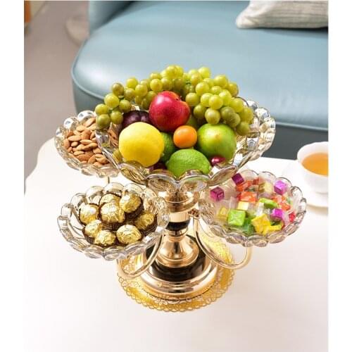 Fruit plate living room home modern creative coffee table light luxury style crystal multilayer glass fruit plate home storage t
