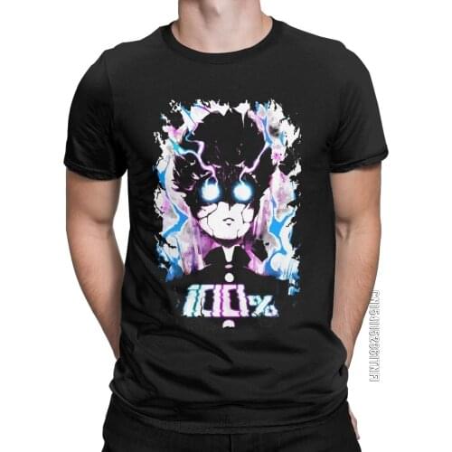 Casual Mob Psycho 100 Kageyama T-Shirts Men Crew Neck Cotton T Shirts Crazy Classic Short Sleeve Tees Plus Size Tops