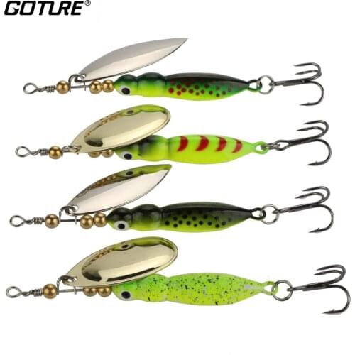 Goture 4pcs 15g/9cm Spinner Bait Ice Fishing Lure Spinnerbait Trout Metal Spoon Willow Artificial Bait Culter Fishing Tackle