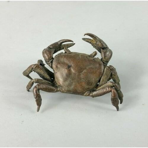 Collectible Chinese Old Pure Copper Handwork Antique Crab Little Ornament Statue