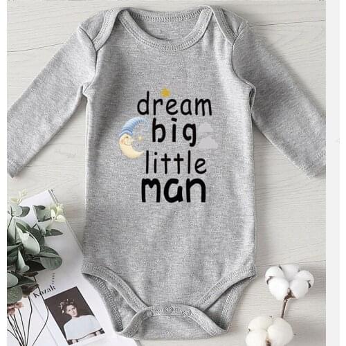 Toddler Rompers Baby Boy Winter Clothes Children Jumpsuits Cotton Dream Big Little Man Letter Printed Girl Kids' Things Outfits