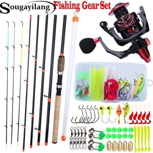 Sougayilang 3M Fishing Rod and Reel Combo Kit Spinning Fishing Reel and Spinning Rods Fishing Line Lure Hooks Full Set