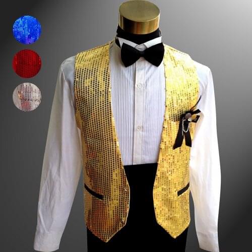 Hot 2020 New Suit Mens Clothing Performance Wear Vest Adult Paillette Stage Costumes Nightclub personality Sequined Vests