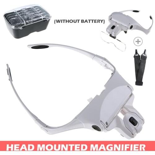 Magnifier Glass 1.0X 1.5X 2.0X 2.5X 3.5X Adjustable 5 Lens Loupe LED Light Headband Magnifier Glass Lamp for Read Look