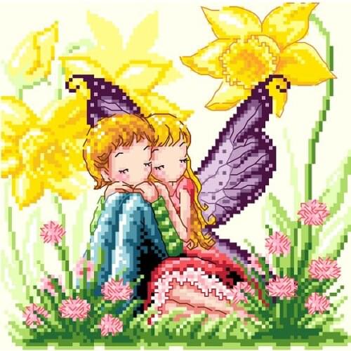 Cross stitch Handmade 14CT Counted Canvas DIY,Cross-stitch kits,Embroidery Elf Couple 28-28