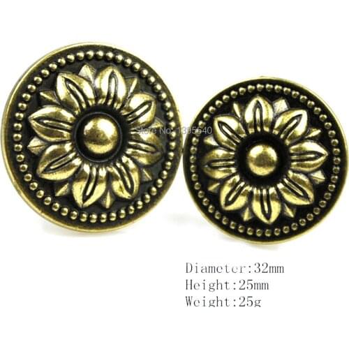 New 32mm Antique Cabinet Drawer Knob Vintage Bronze Handle Cupboard Closet Kitchen Cabinet Handles Bars Pulls hardware knobs